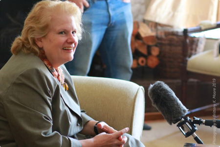 Caroline Ryan, M.D.MPH, CDC-Eswatini Country Director sits for an interview for a documentary about Eswatini’s transformation.