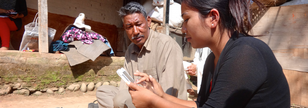 Conducting interviews in Dhulikhel with a verbal autopsy tool.